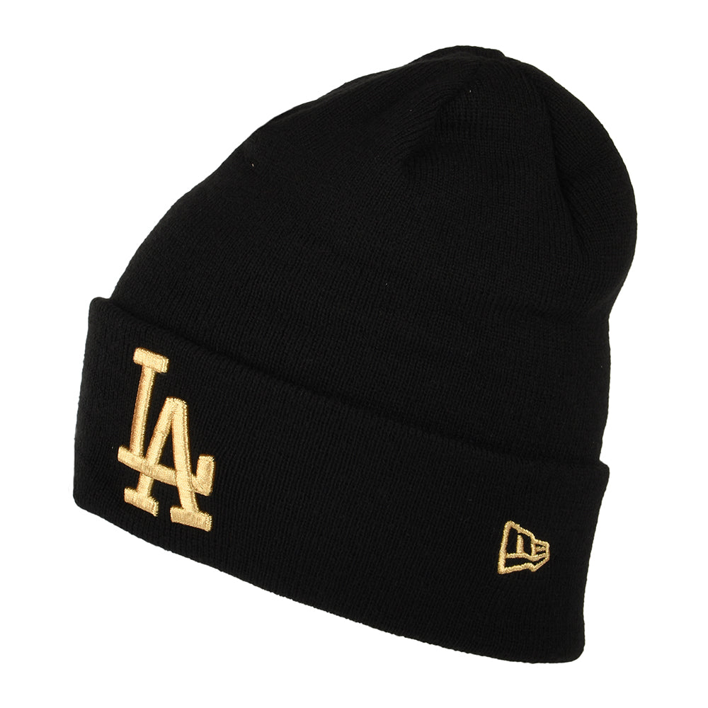 Gorro Beanie MLB Metallic con vuelta L.A. Dodgers negro-dorado NEW ERA