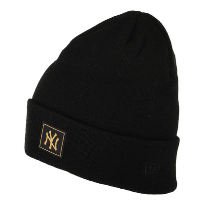 Gorro Beanie MLB Metallic Badge Knit New York Yankees de New Era - Negro-Dorado
