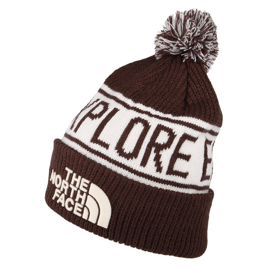 Gorro con pompón Retro TNF Pompón de The North Face - Marrón-Blanco Roto