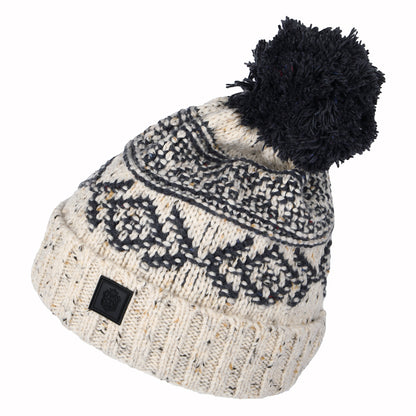 Gorro con pompón Fair Isle de Failsworth - Avena-Azul Marino