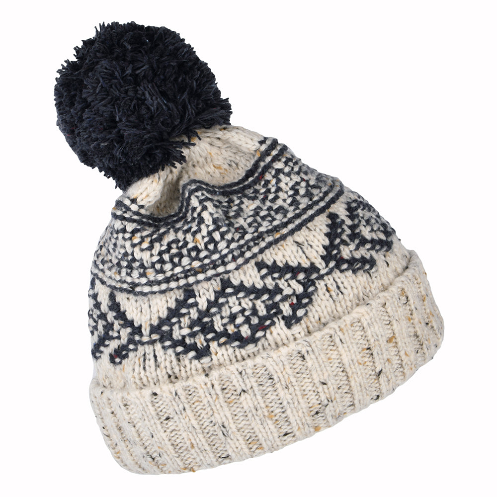 Gorro con pompón Fair Isle de Failsworth - Avena-Azul Marino