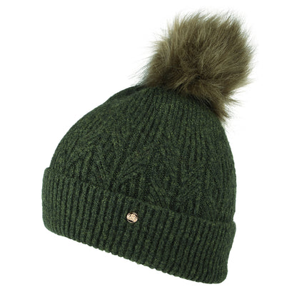 Gorro con pompón Alice de piel sintética de Failsworth - Verde Oliva
