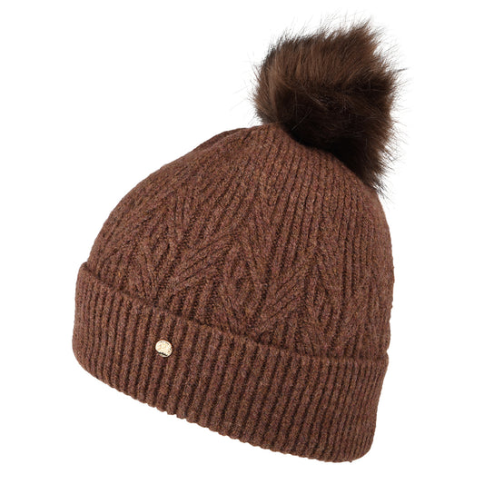 Gorro con pompón Alice de piel sintética de Failsworth - Marrón Castaño