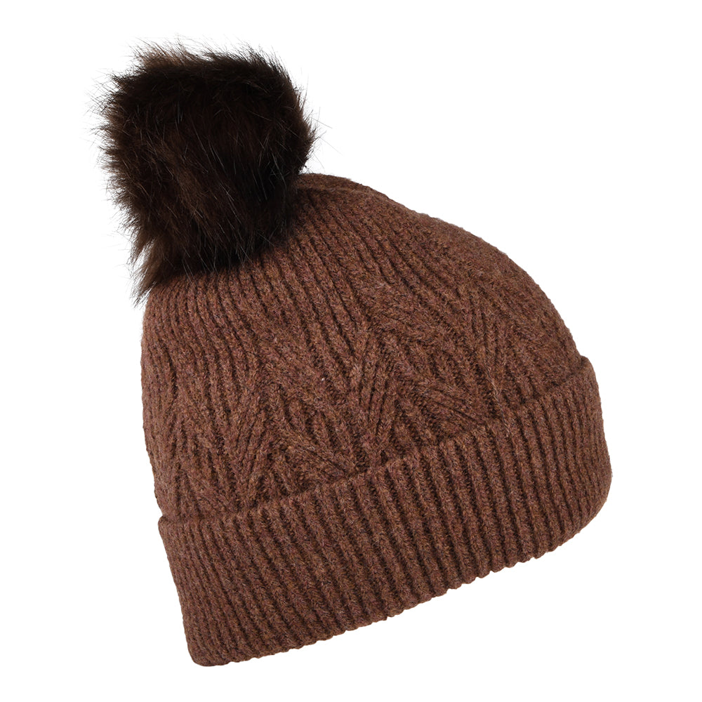 Gorro con pompón Alice de piel sintética de Failsworth - Marrón Castaño