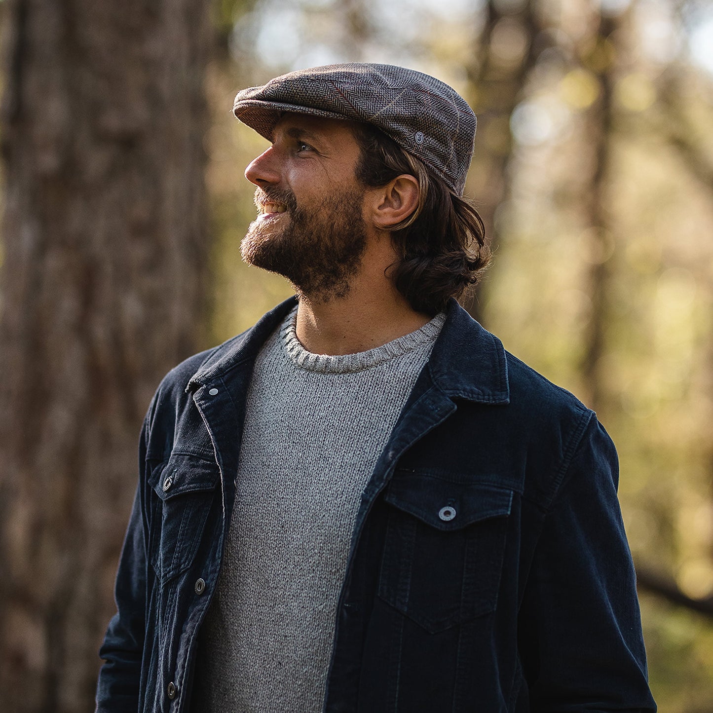 Gorra plana de tweed de Jaxon & James Marrón-Gris al por mayor