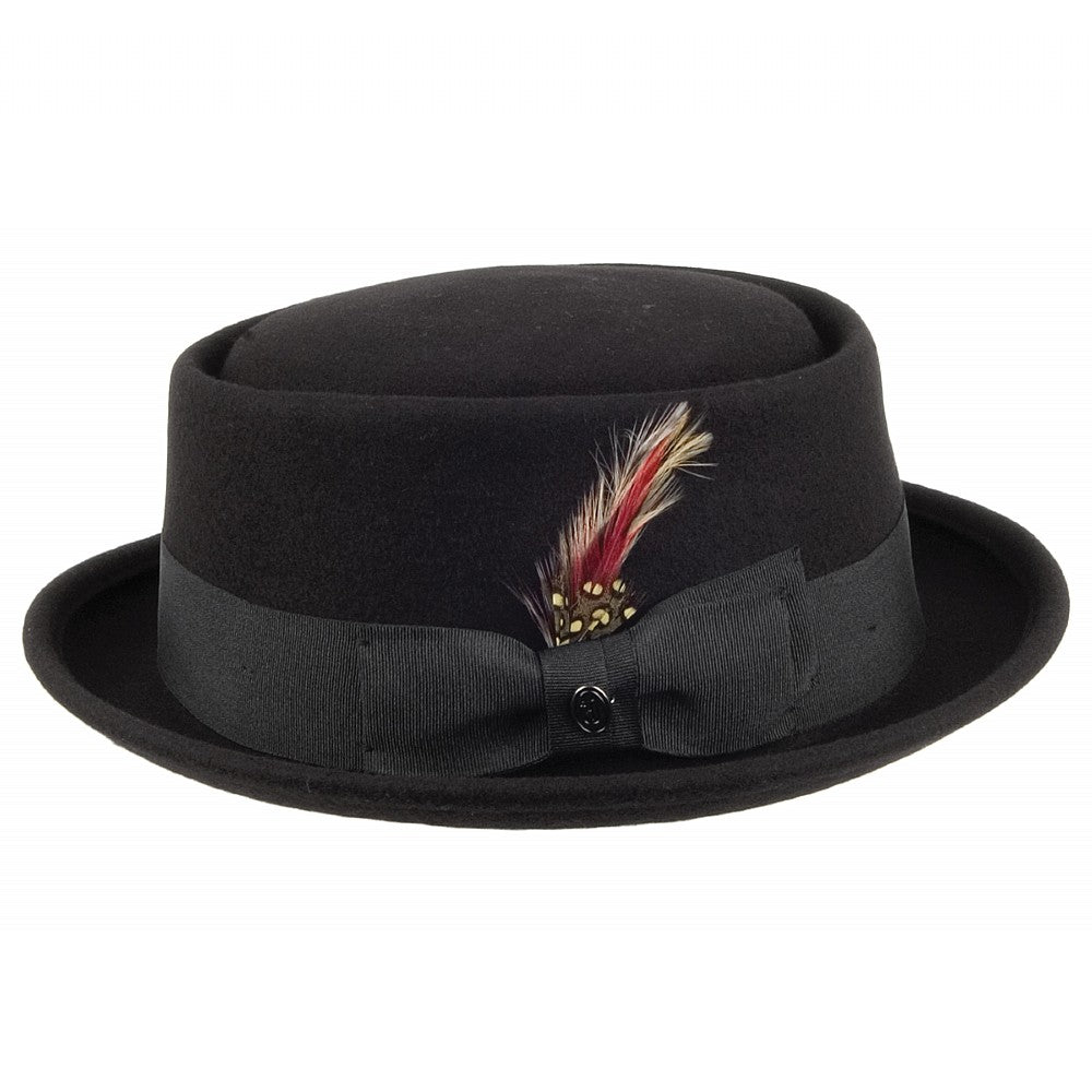 Sombrero de lana Pork Pie de Jaxon & James Negro al por mayor