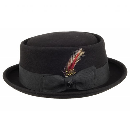Sombrero de lana Pork Pie de Jaxon & James Negro al por mayor