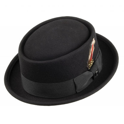 Sombrero de lana Pork Pie de Jaxon & James Negro al por mayor