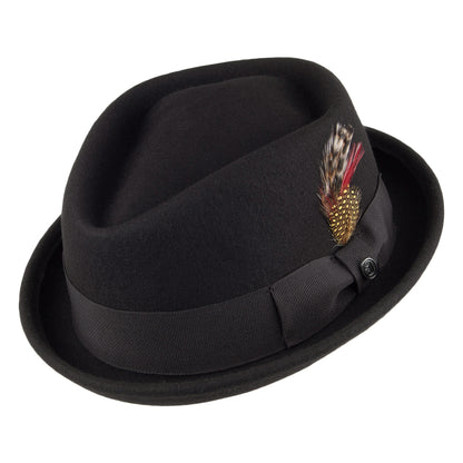 Sombrero Pork Pie flexible Copa Diamante de Jaxon & James Negro al por mayor