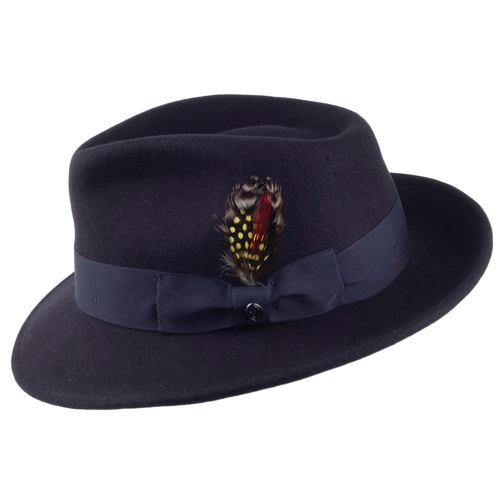Sombrero Fedora flexible Copa-C de Jaxon & James Azul marino al por mayor