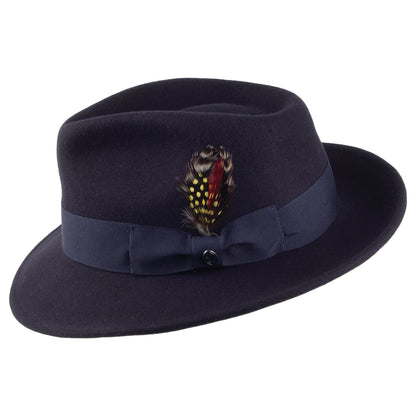 Sombrero Fedora flexible Copa-C de Jaxon & James Azul marino al por mayor