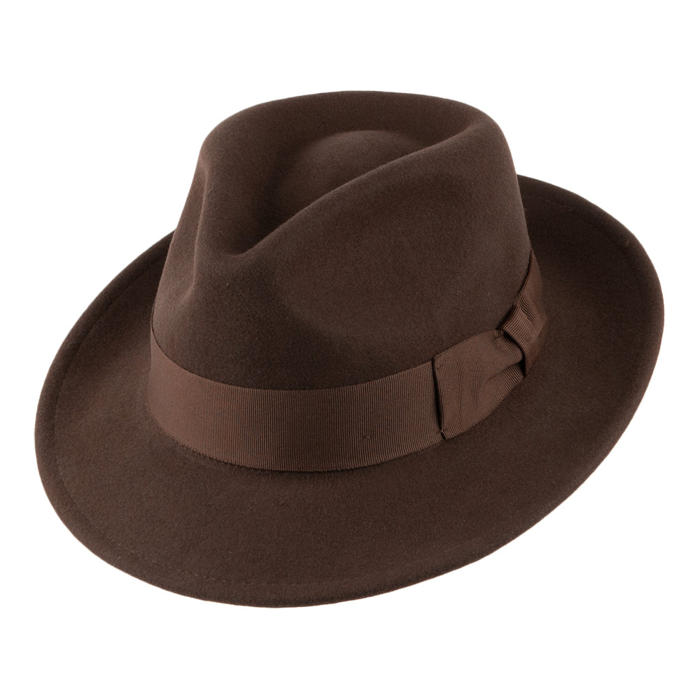 Sombrero Fedora flexible Copa-C de Jaxon & James Marrón al por mayor