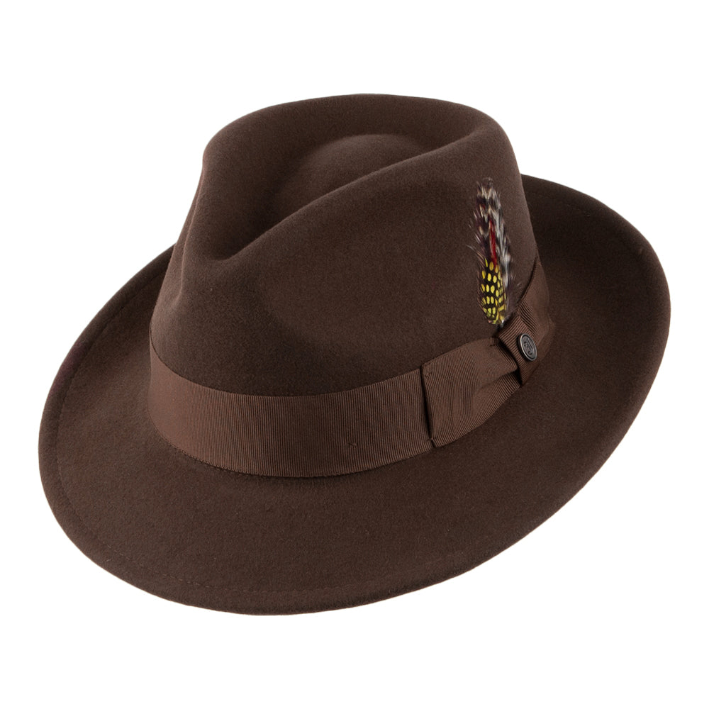 Sombrero Fedora flexible Copa-C de Jaxon & James Marrón al por mayor