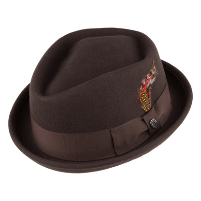 Sombrero Pork Pie flexible Copa Diamante de Jaxon & James Marrón al por mayor