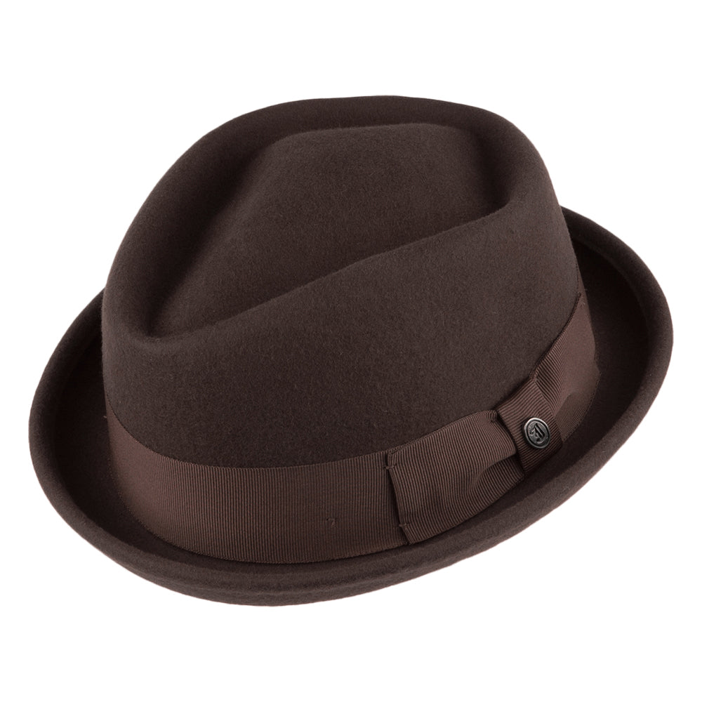Sombrero Pork Pie flexible Copa Diamante de Jaxon & James Marrón al por mayor