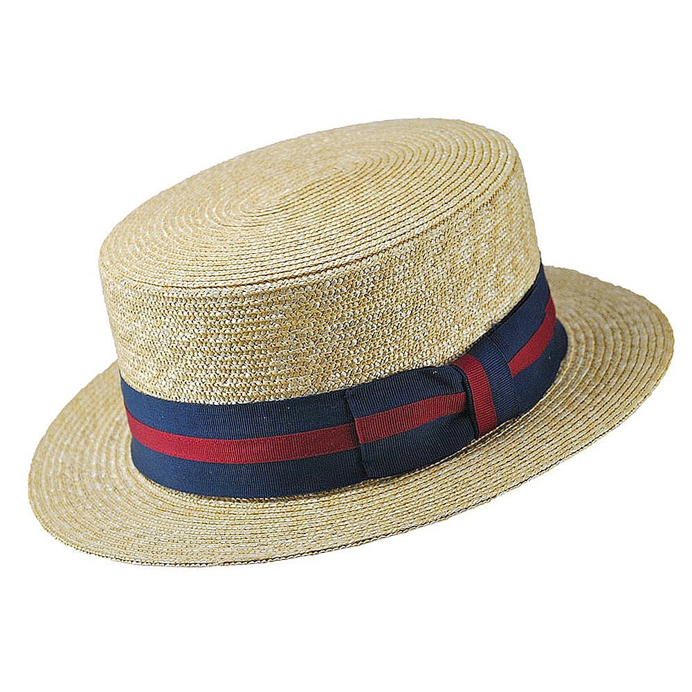 Sombrero Boater de paja de Jaxon & James Cinta decorativa a rayas al por mayor