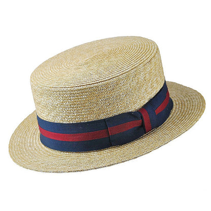 Sombrero Boater de paja de Jaxon & James Cinta decorativa a rayas al por mayor
