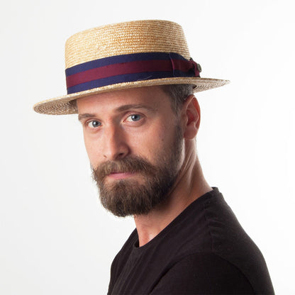 Sombrero Boater de paja de Jaxon & James Cinta decorativa a rayas al por mayor