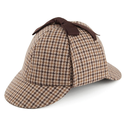 Sombrero Sherlock Holmes diseño de pata de gallo de Jaxon & James Marrón al por mayor