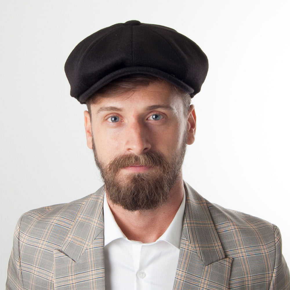 Gorra Newsboy de lana pura Harlem de Jaxon & James Negro al por mayor