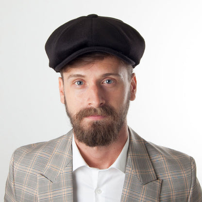 Gorra Newsboy de lana pura Harlem de Jaxon & James Negro al por mayor