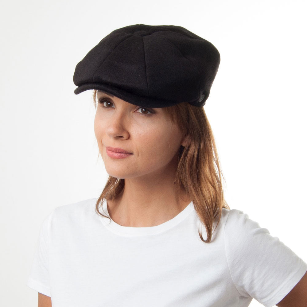 Gorra Newsboy de lana pura Harlem de Jaxon & James Negro al por mayor