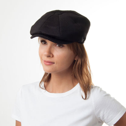 Gorra Newsboy de lana pura Harlem de Jaxon & James Negro al por mayor
