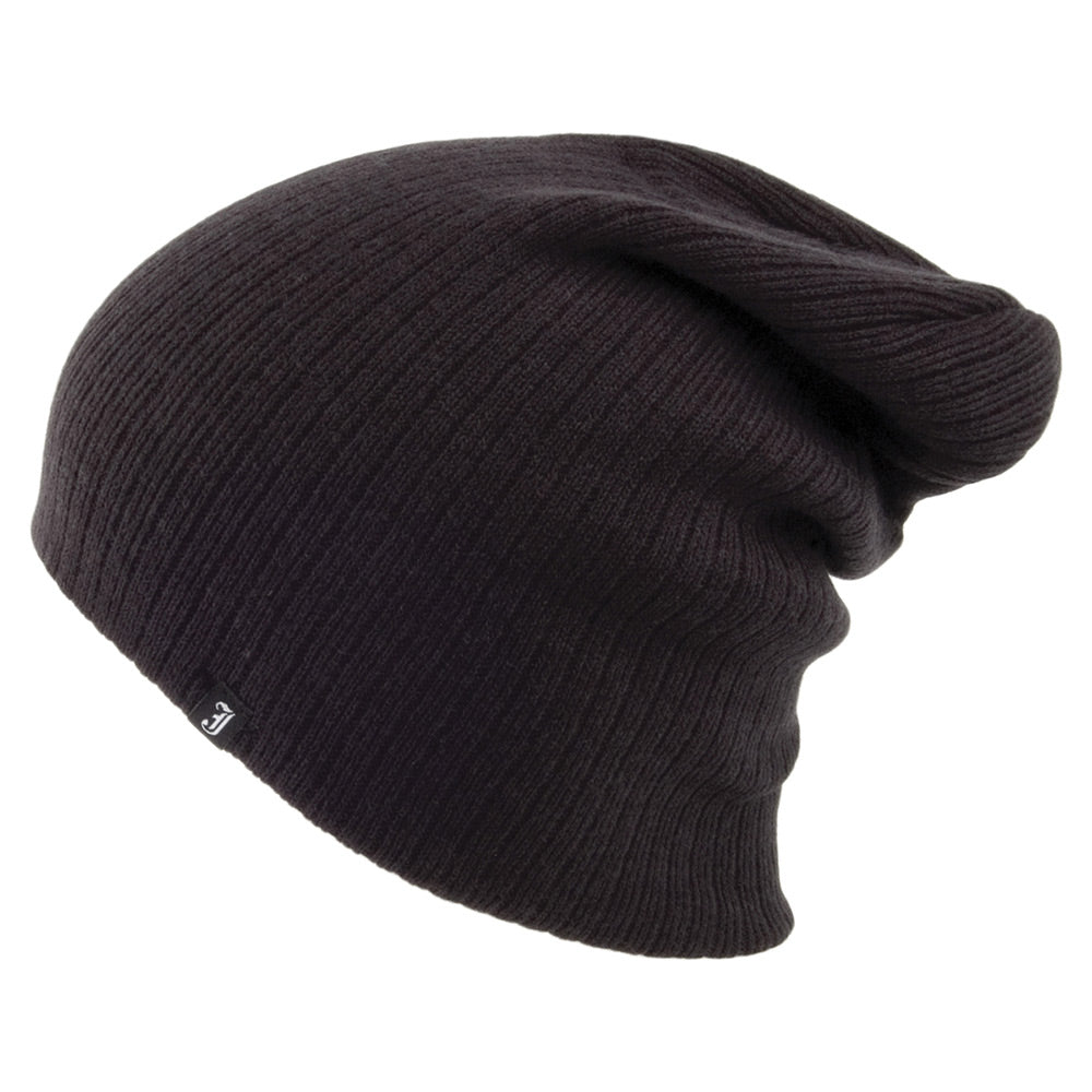 Gorro Beanie Oversized de canalé de Jaxon & James Negro al por mayor