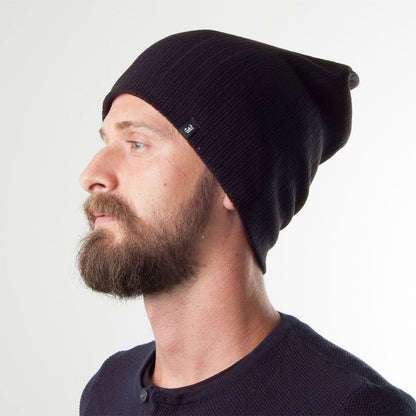 Gorro Beanie Oversized de canalé de Jaxon & James Negro al por mayor