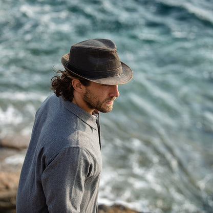 Sombrero Trilby de algodón envejecido de Jaxon & James Marrón al por mayor