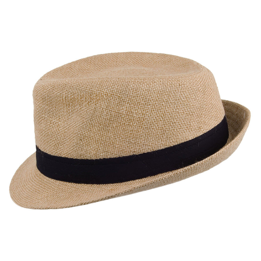 Sombrero Trilby de yute de Jaxon & James Beige Arena al por mayor