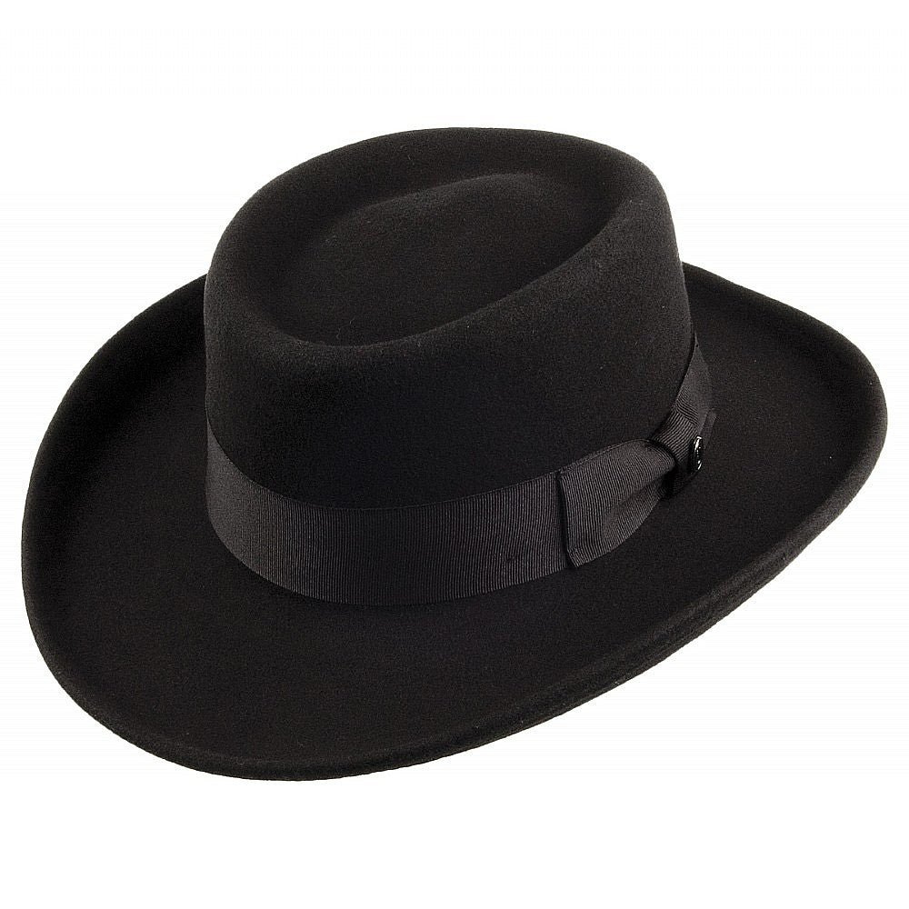 Sombrero Gambler flexible de lana de Jaxon & James Negro al por mayor