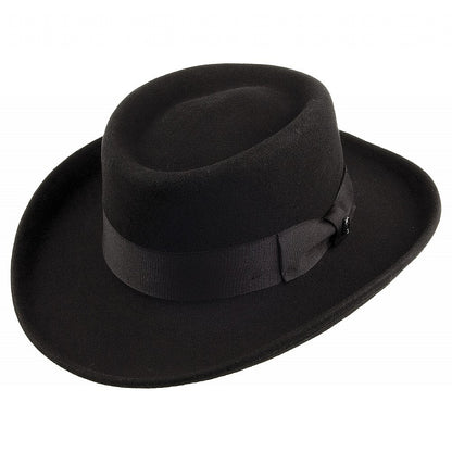 Sombrero Gambler flexible de lana de Jaxon & James Negro al por mayor