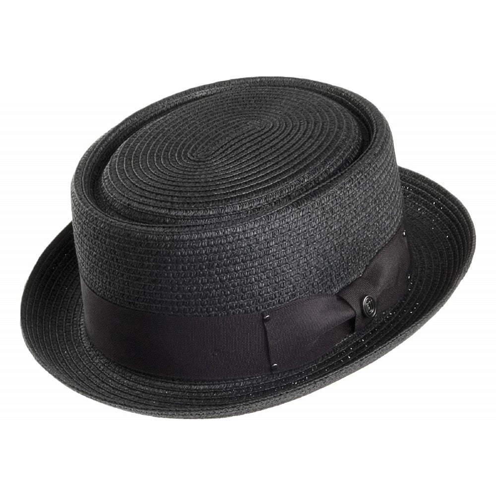 Sombrero Pork Pie trenzado de paja Toyo de Jaxon & James Negro al por mayor