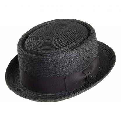 Sombrero Pork Pie trenzado de paja Toyo de Jaxon & James Negro al por mayor