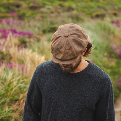 Gorra Newsboy de piel de Jaxon & James Marrón al por mayor