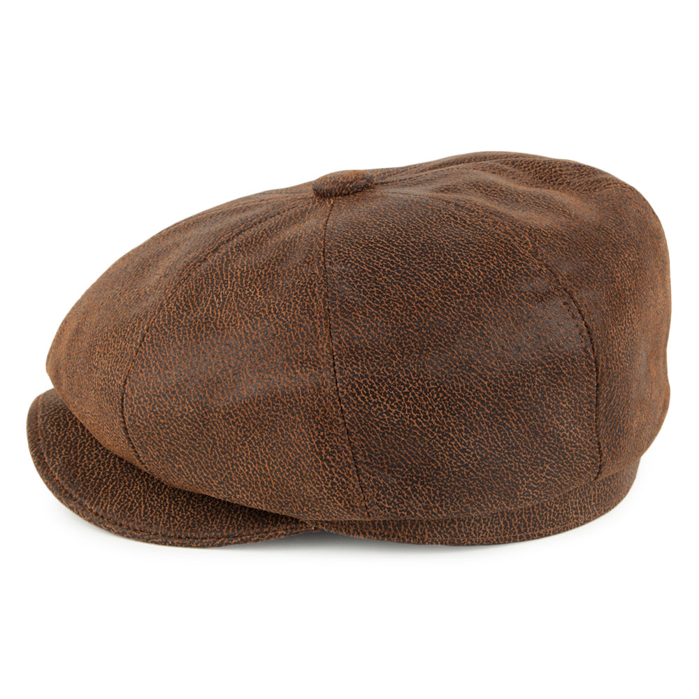 Gorra Newsboy de piel de Jaxon & James Marrón al por mayor