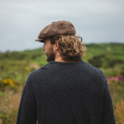 Gorra Newsboy de piel de Jaxon & James Marrón al por mayor