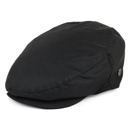 Gorra plana British Millerain de algodón encerado de Jaxon & James Negro al por mayor