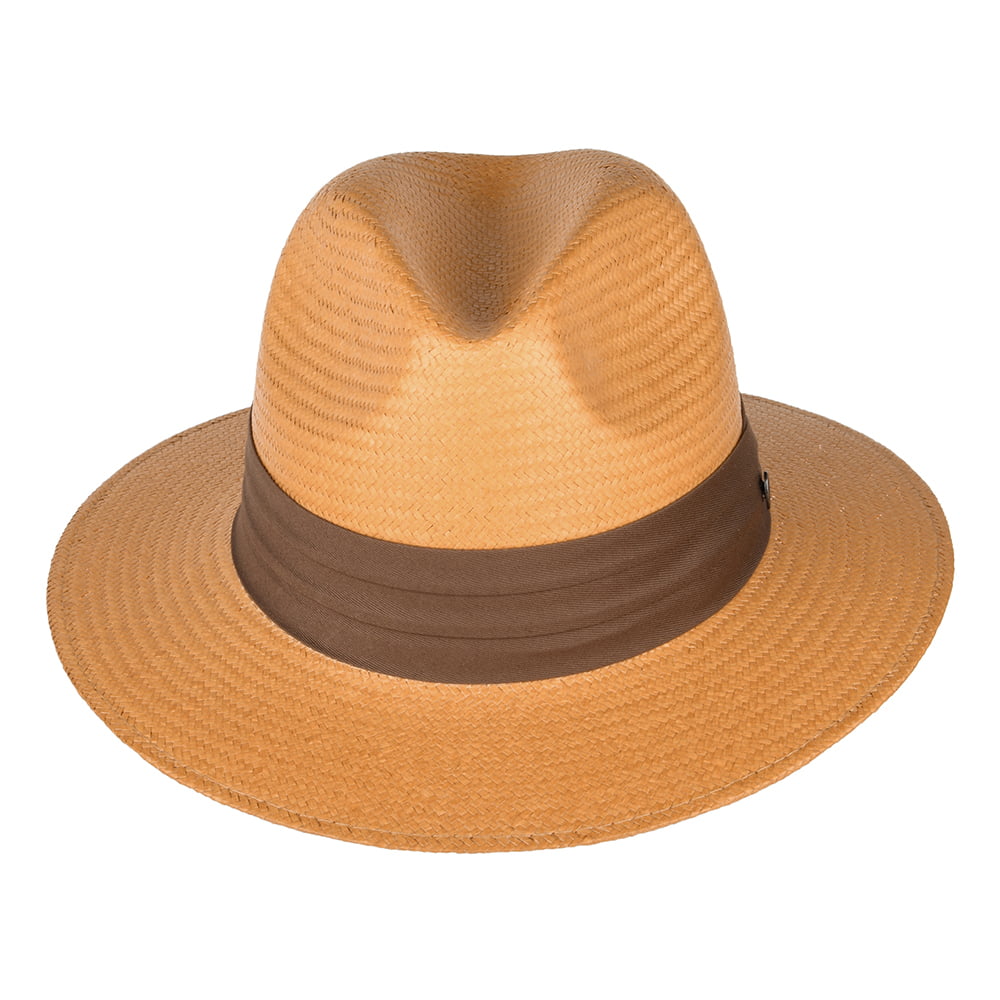 Safari Fedora de toyo con cinta decorativa Marrón de Jaxon & James Beige Arena al por mayor