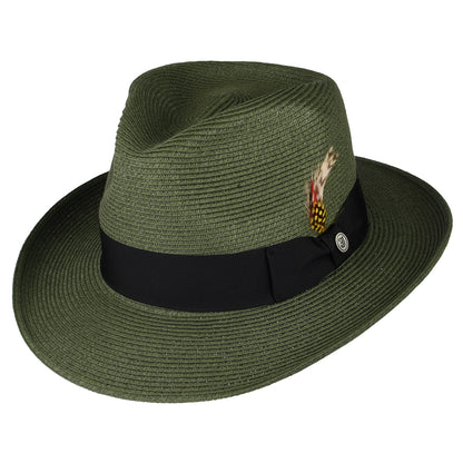 Sombrero Fedora Copa-C de verano de paja de Jaxon & James Verde Oliva al por mayor