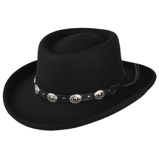 Sombrero Gambler de fieltro de lana de Jaxon & James Negro al por mayor